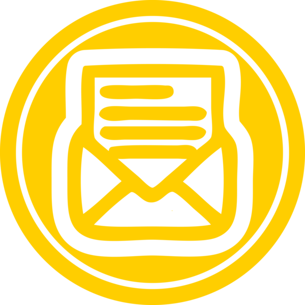 bir insan tarafından çizilmiş zarf harfi dairesel simgesi