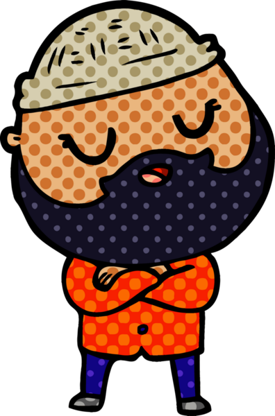 Bir insan tarafından çizilmiş sakallı bir çizgi film adamı.