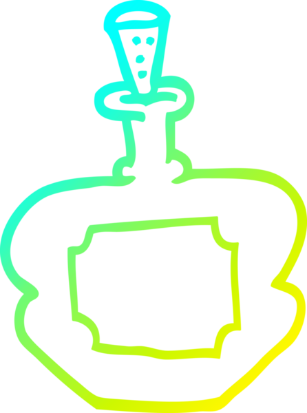 Bir insan tarafından çizilmiş karikatür parfüm şişesinin soğuk gradyan çizgisi.