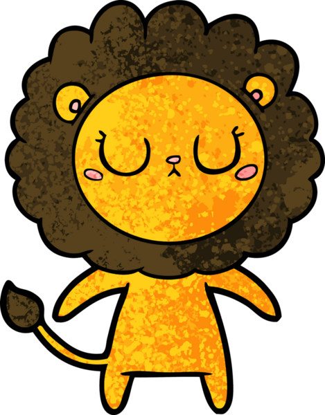 Bir insan tarafından çizilmiş çizgi film aslanı.