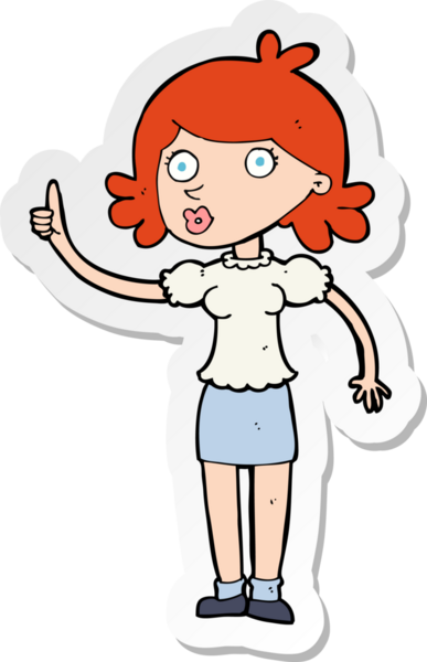 Bir insan tarafından çizilmiş fikri olan bir karikatür kadının çıkartması.