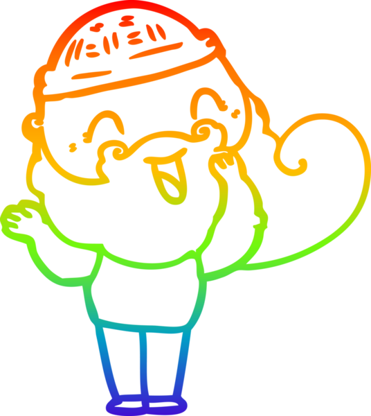 Gökkuşağı gradyan çizgisi bir insan tarafından çizilmiş mutlu sakallı bir adamın çizimi