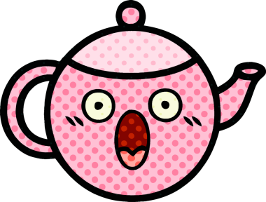 Bir insan tarafından çizilmiş bir çaydanlığın çizgi romanı.