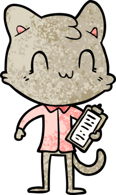 Bir insan tarafından çizilmiş mutlu bir kedi.