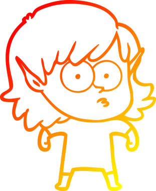 Bir insan tarafından çizilmiş, çizgi film karakteri bir elf kızı çizimi.