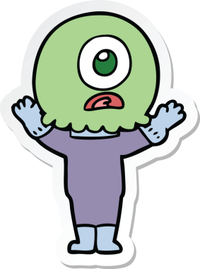 Bir insan tarafından çizilmiş uzaylı uzay adamının çizdiği Tepegöz 'ün çıkartması.