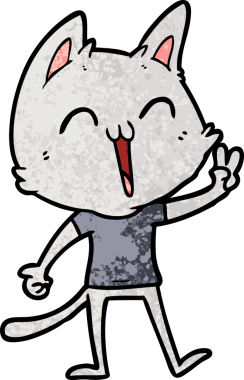 Mutlu çizgi film kedisi miyavlıyor bir insan tarafından