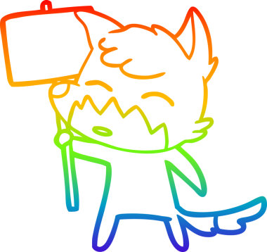 gökkuşağı gradyanı çizimi bir insan tarafından çizilmiş tilki çizgi filmi