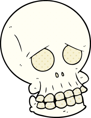 Bir insan tarafından çizilmiş ürkütücü bir kafatası.