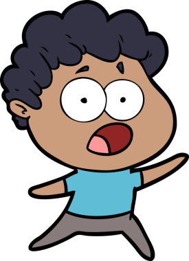 Bir insan tarafından çizilmiş bir karikatür adamı şaşkınlıkla nefes nefese kaldı.