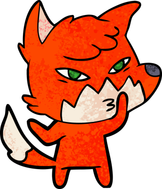 Bir insan tarafından çizilmiş akıllı çizgi film tilkisi.