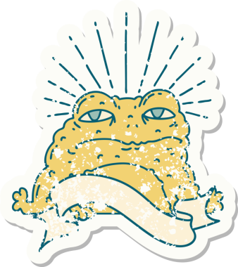 Bir insan tarafından çizilmiş eski bir dövme stili karakteri çıkartması.