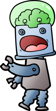 Bir insan tarafından çizilmiş çizgi film robotu