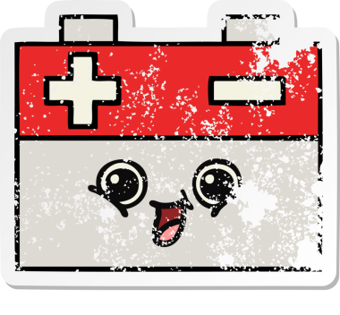 Bir insan tarafından çizilmiş şirin bir araba aküsünün sıkıntılı çıkartması.