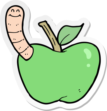 Bir insan tarafından çizilmiş bir elma karikatürü.