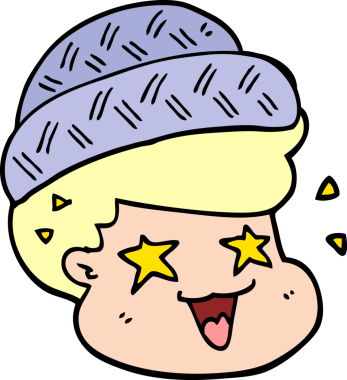 Bir insan tarafından çizilmiş şapka giyen çizgi film çocuğu.