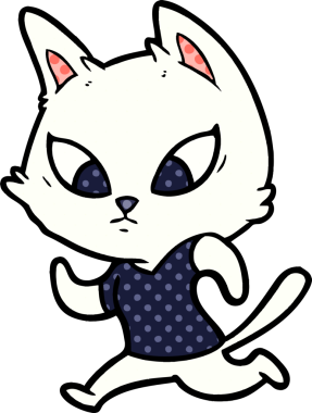 Bir insan tarafından çizilmiş kafası karışmış çizgi film kedisi.