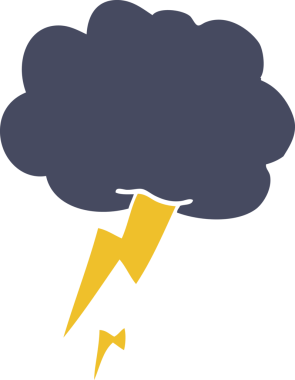 Bir insan tarafından çizilmiş karalama gök gürültüsü ve şimşek.