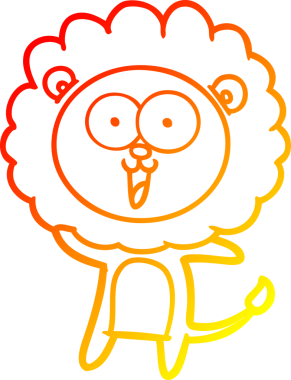 Bir insan tarafından çizilmiş mutlu çizgi film aslanının sıcak çizgi çizimi