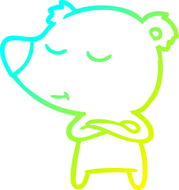 Bir insan tarafından çizilen mutlu çizgi film ayısının soğuk gradyan çizgisi.