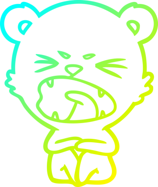 Bir insan tarafından çizilen kızgın çizgi film ayısının soğuk gradyan çizgisi.