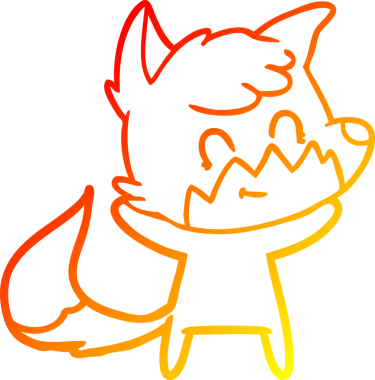 Bir insan tarafından çizilmiş mutlu tilki çizgi çizimi.