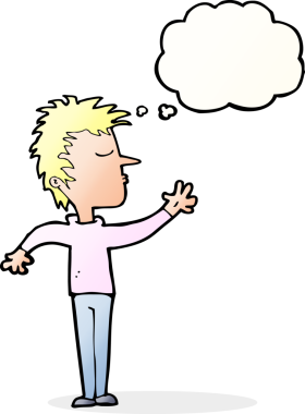 Düşünce baloncuğu bir insan tarafından çizilmiş bir karikatür.