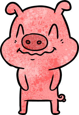 Bir insan tarafından çizilmiş sinirli çizgi film domuzu.