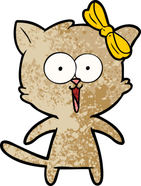 Bir insan tarafından çizilmiş çizgi film kedisi.