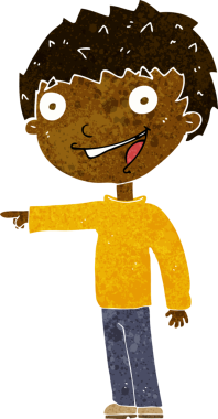 Bir insan tarafından çizilmiş mutlu çocuk çizgi filmi.