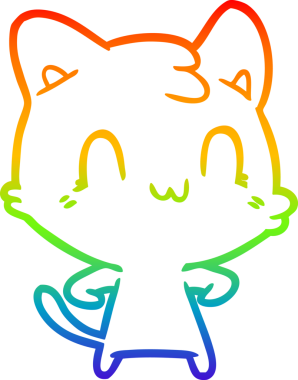 gökkuşağı gradyan çizgi çizimi Bir insan tarafından çizilmiş mutlu kedi