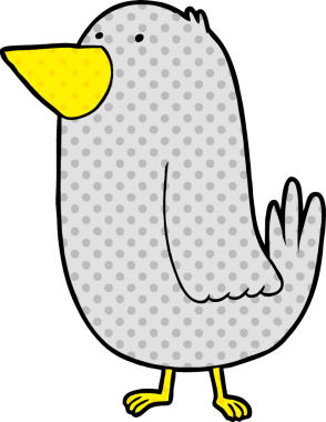 Bir insan tarafından çizilmiş çizgi film kuşu.