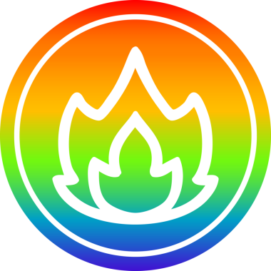 Bir insan tarafından çizilmiş gökkuşağı gradyan basit alev dairesel simgesi