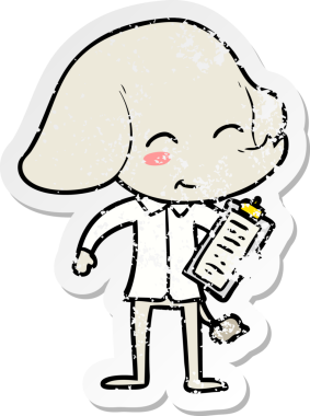 Bir insan tarafından çizilmiş şirin bir filin sıkıntılı çıkartması