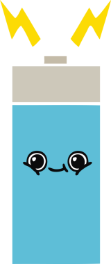 Bir insan tarafından çizilmiş düz renk retro pili.