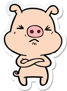 Bir insan tarafından çizilmiş kızgın bir domuzun çıkartması.