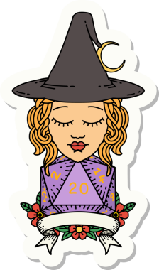 Bir insan tarafından çizilmiş doğal yirmi zarlı bir cadının çıkartması.