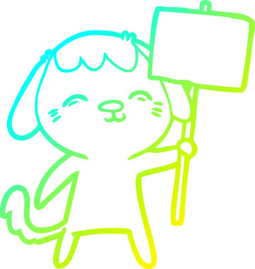 Bir insan tarafından çizilmiş mutlu çizgi film köpeğinin soğuk gradyan çizimi