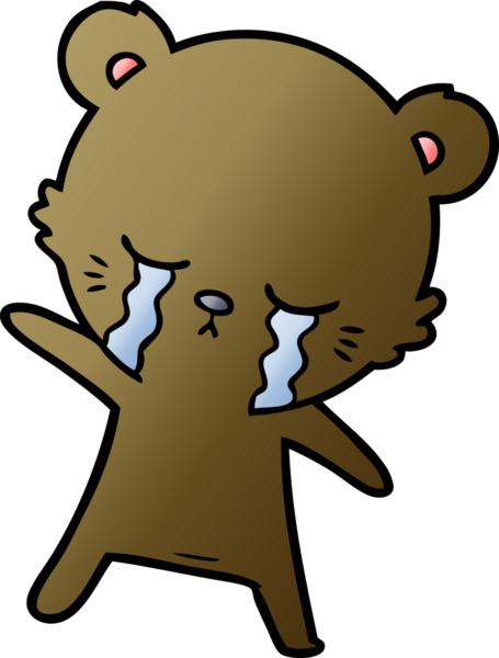 Bir insan tarafından çizilmiş ağlayan çizgi film ayısı.