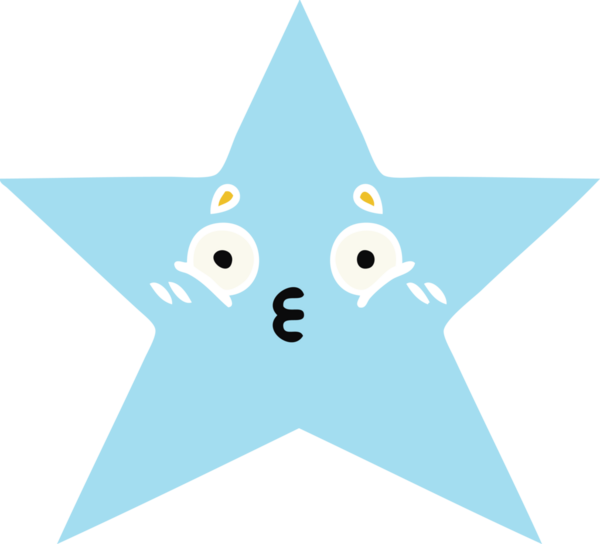 Bir insan tarafından çizilmiş yıldız balığının düz renkli retro karikatürü