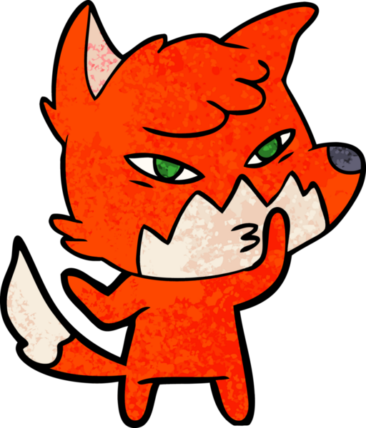 Bir insan tarafından çizilmiş akıllı çizgi film tilkisi.