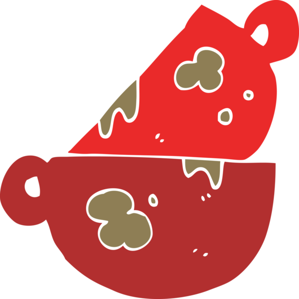 Bir insan tarafından çizilmiş kirli kahve fincanlarının düz renk çizimi