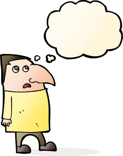 Bir insan tarafından çizilmiş düşünce balonlu endişeli bir adam.