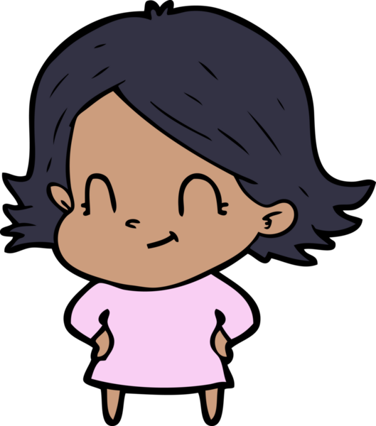 Bir insan tarafından çizilmiş karikatür dostu kız.