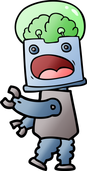 Bir insan tarafından çizilmiş çizgi film robotu