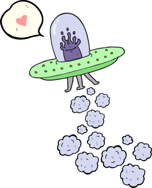 Bir insan tarafından çizilmiş serbest konuşma balonu uçan daire.