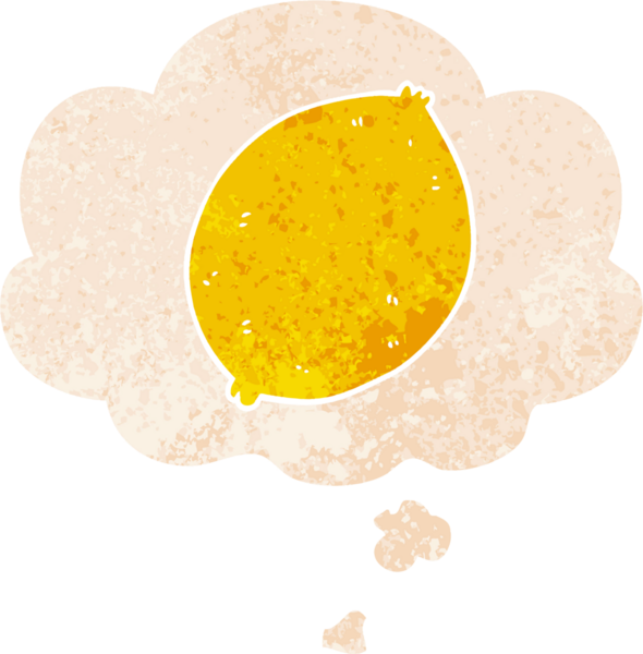 Düşünce baloncuklu karikatür limonu grunge dertli retro desenli bir insan tarafından çizilmiş