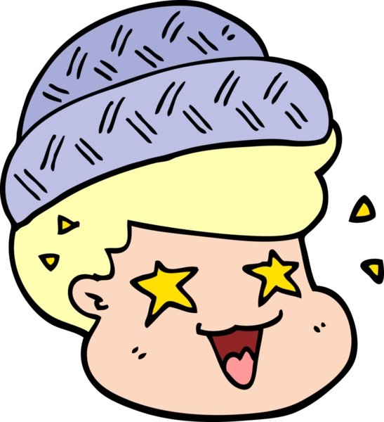 Bir insan tarafından çizilmiş şapka giyen çizgi film çocuğu.