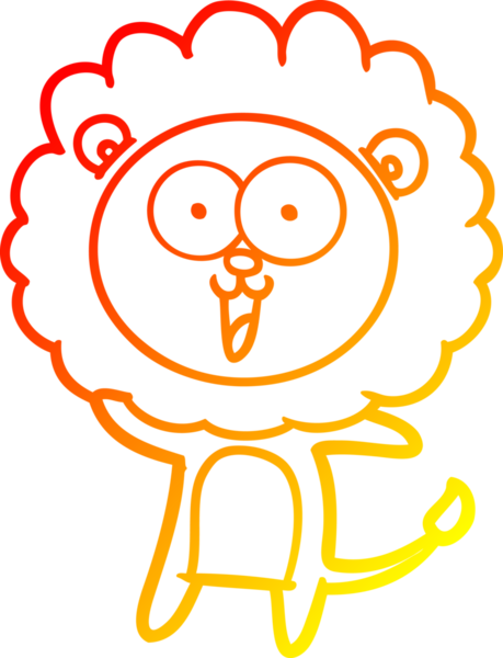 Bir insan tarafından çizilmiş mutlu çizgi film aslanının sıcak çizgi çizimi