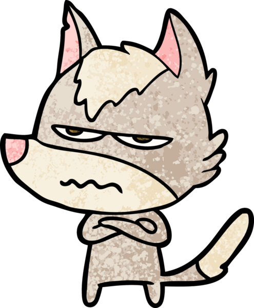 Bir insan tarafından çizilmiş rahatsız kurt çizgi filmi.